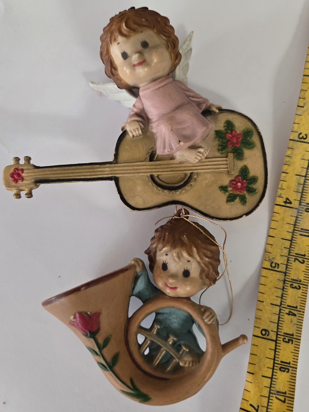 Vintage Japan Angel Musician Ornaments  Instruments - Set of 2